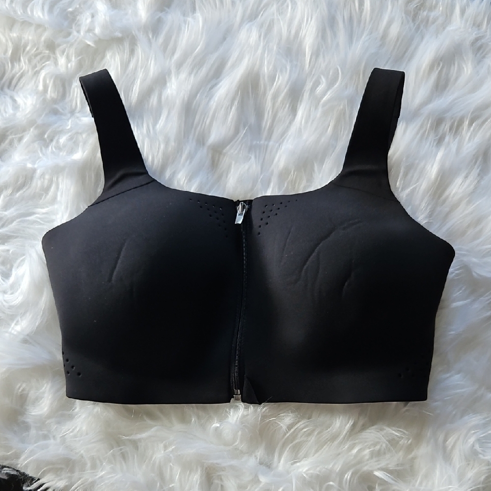 NWT VSX By Victoria's Secret Black Sport  Front-Zip Bra